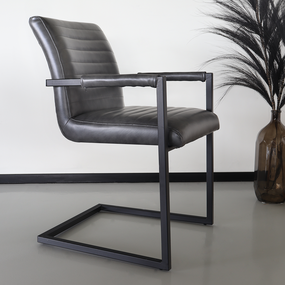 Lizzely Garden & Living Chaise de salle à manger avec accoudoir anthracite Noor design