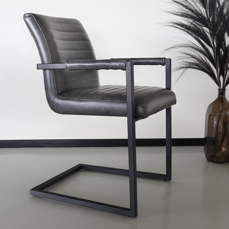 Lizzely Garden & Living Chaise de salle à manger avec accoudoir anthracite Noor design