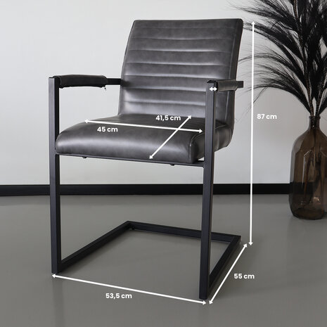 Lizzely Garden & Living Chaise de salle à manger avec accoudoir anthracite Noor design