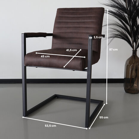 Lizzely Garden & Living Chaise de salle à manger avec accoudoir marron Noor design