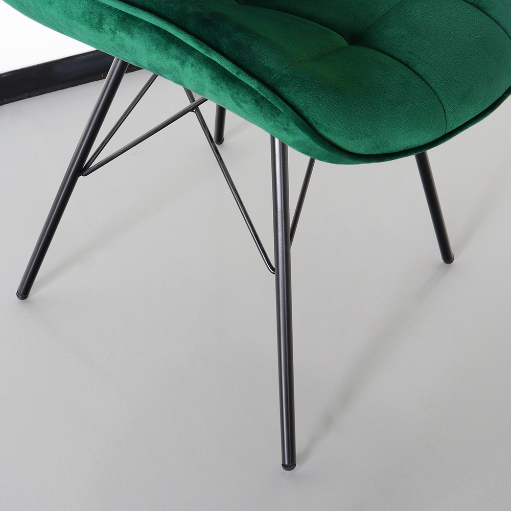 Chaise de salle à manger Lux velours vert foncé industriel