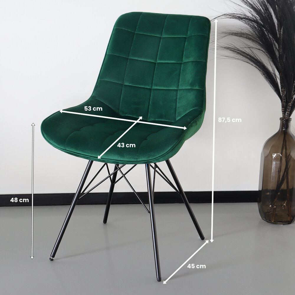 Chaise de salle à manger Lux velours vert foncé industriel