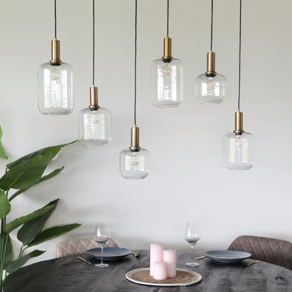 Lampe suspension barre industrielle avec 6 lampes Semmy