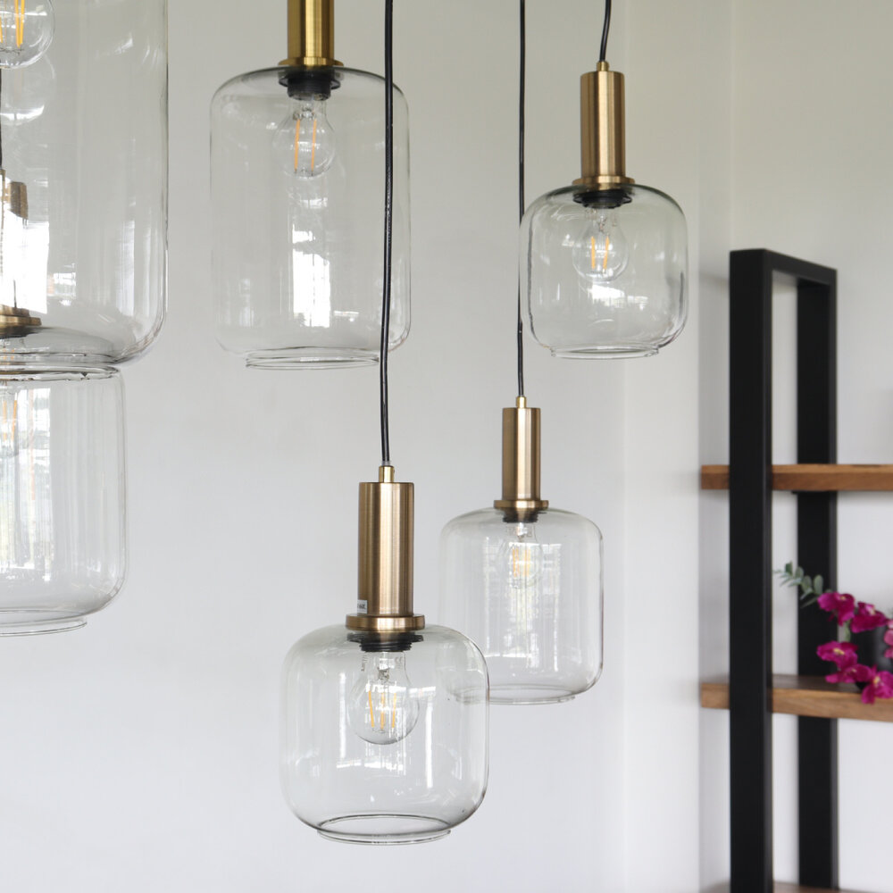 Lampe suspension barre industrielle avec 6 lampes Semmy