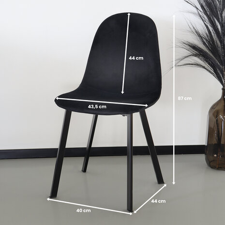 Lizzely Garden & Living Chaise de salle à manger Simpy velours noir