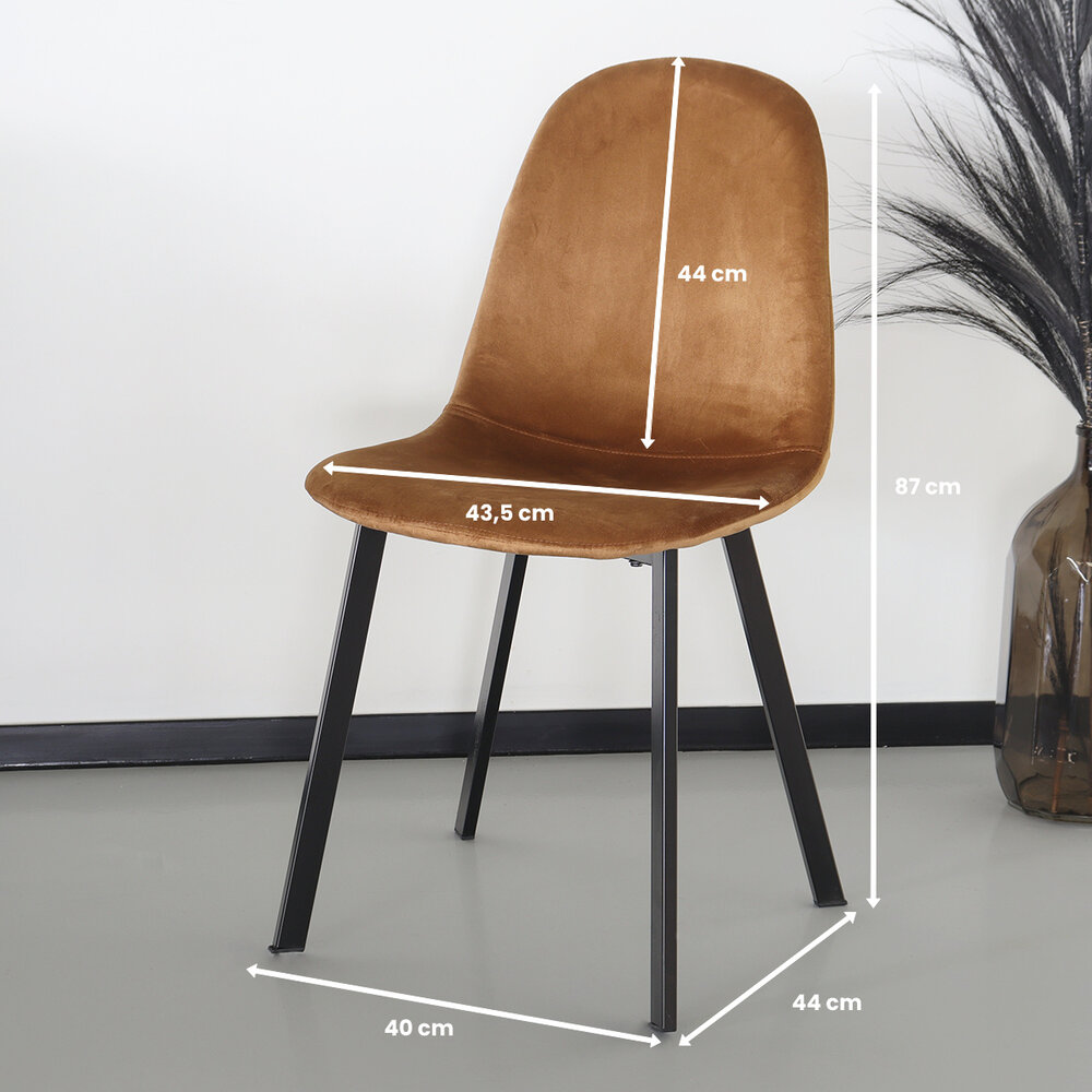 Chaise de salle à manger Simpy velours marron