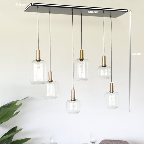 Lizzely Garden & Living Lampe suspension barre industrielle avec 6 lampes Semmy