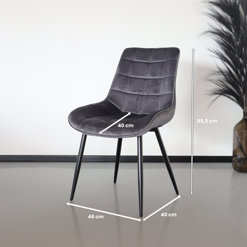 Chaise de salle à manger De Vince en velours gris