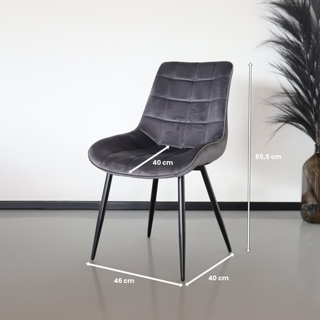 Lizzely Garden & Living Chaise de salle à manger De Vince en velours gris