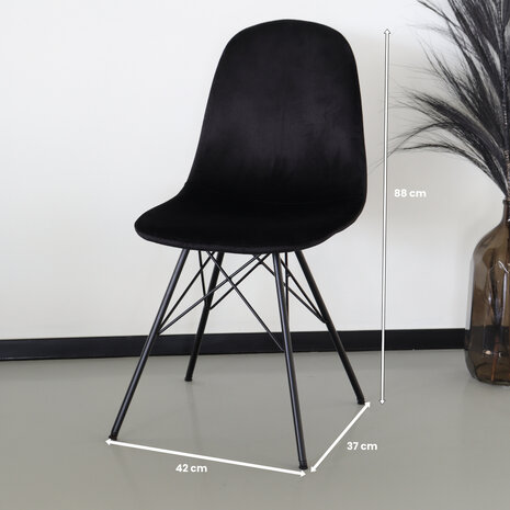 Lizzely Garden & Living Chaise de salle à manger industrielle Finn en velours noir Lizzely Garden & Living Chaise de salle à manger industrielle Finn en velours noir