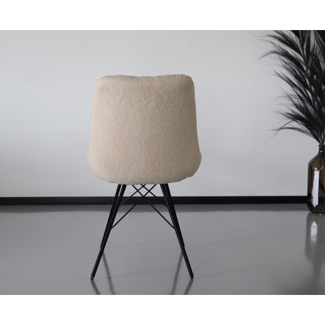 Lizzely Garden & Living Chaise de salle à manger Chesro sable avec assise en tissu teddy