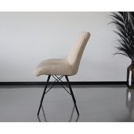 Lizzely Garden & Living Chaise de salle à manger Chesro sable avec assise en tissu teddy