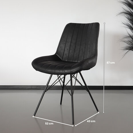 Lizzely Garden & Living Chaise de salle à manger Chesro industrielle noir