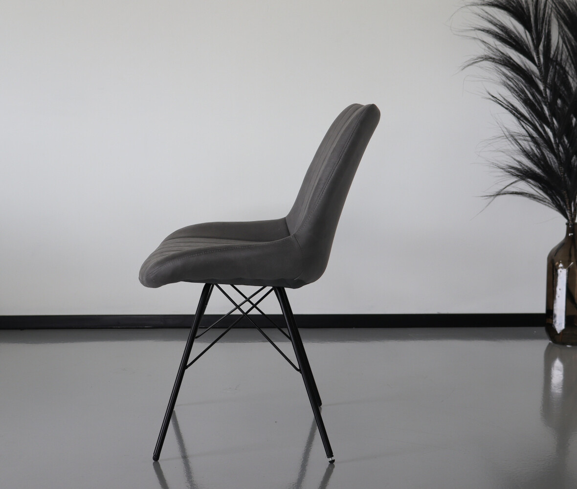 Chaise de salle à manger Chesro industrielle gris Chaise de salle à manger Chesro industrielle gris