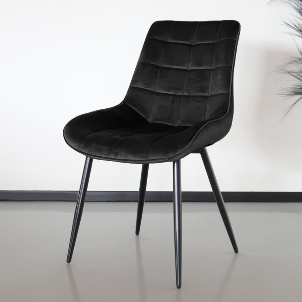 Chaise de salle à manger De Vince en velours noir