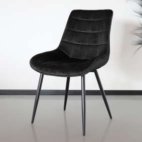 Lizzely Garden & Living Chaise de salle à manger De Vince en velours noir