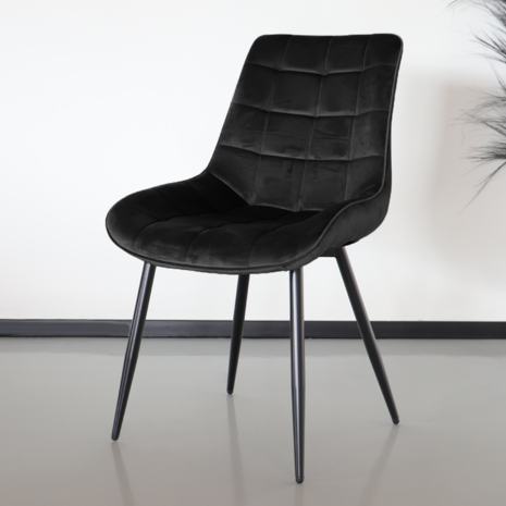 Lizzely Garden & Living Chaise de salle à manger De Vince en velours noir