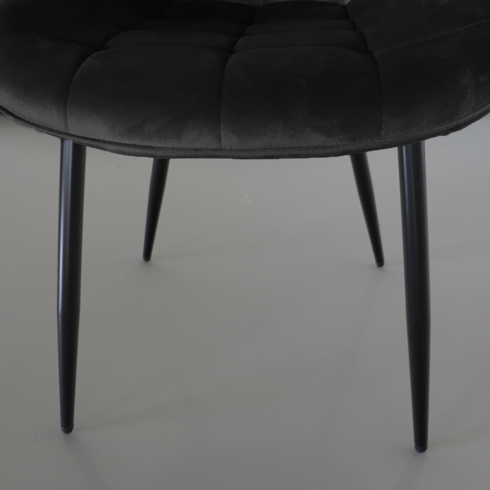 Chaise de salle à manger De Vince en velours noir