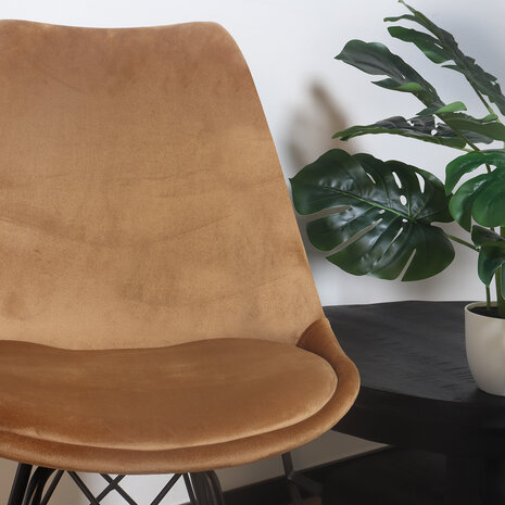 Lizzely Garden & Living Chaise de salle à manger Viga velours marron