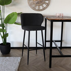 Tabouret de bar Miro en tissu teddy bouclé noir
