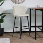 Tabouret de bar Miro en tissu teddy bouclé blanc