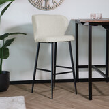 Lizzely Garden & Living Tabouret de bar Miro en tissu teddy bouclé blanc