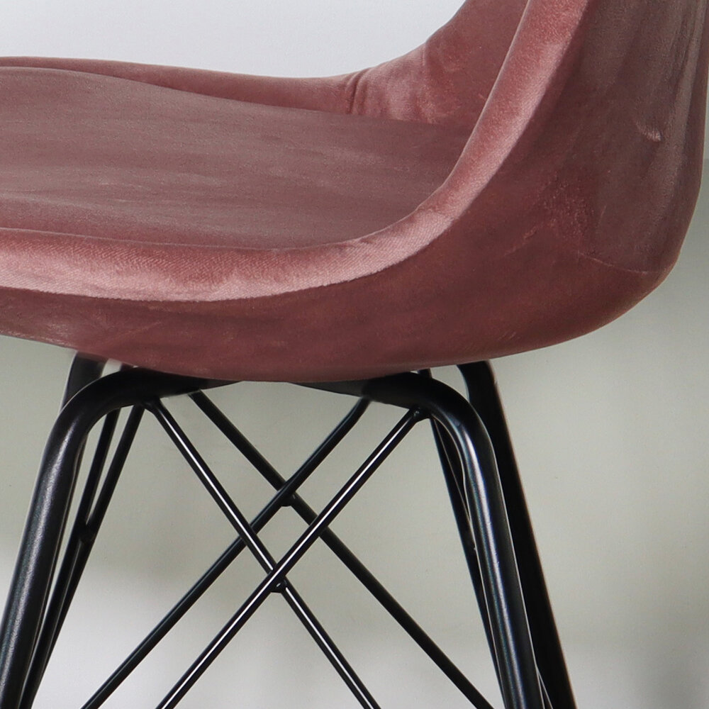 Chaise de salle à manger Viga velours vieux rose Chaise de salle à manger Viga velours vieux rose