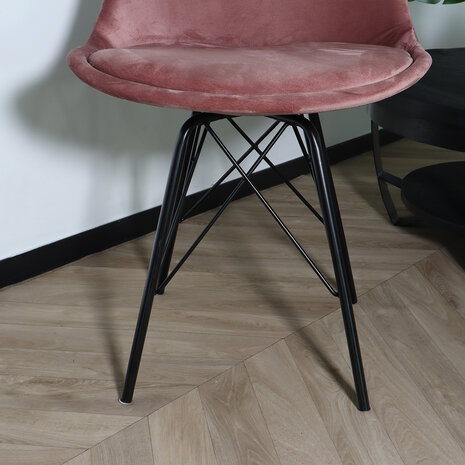 Lizzely Garden & Living Chaise de salle à manger Viga velours vieux rose Lizzely Garden & Living Chaise de salle à manger Viga velours vieux rose