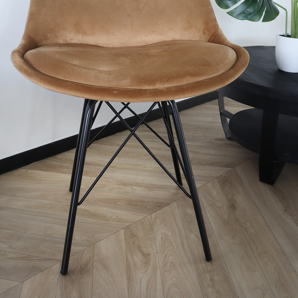 Chaise de salle à manger Viga velours marron