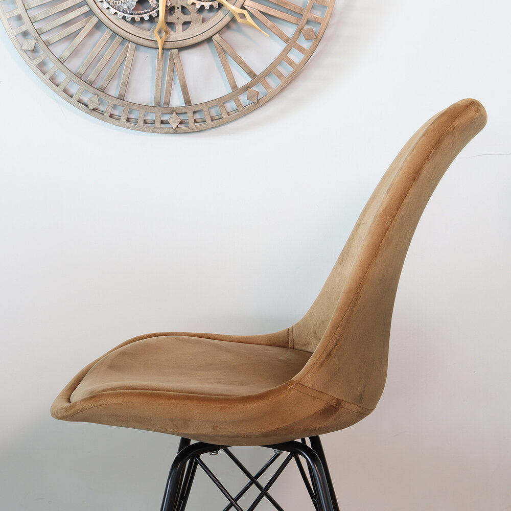 Chaise de salle à manger Viga velours marron