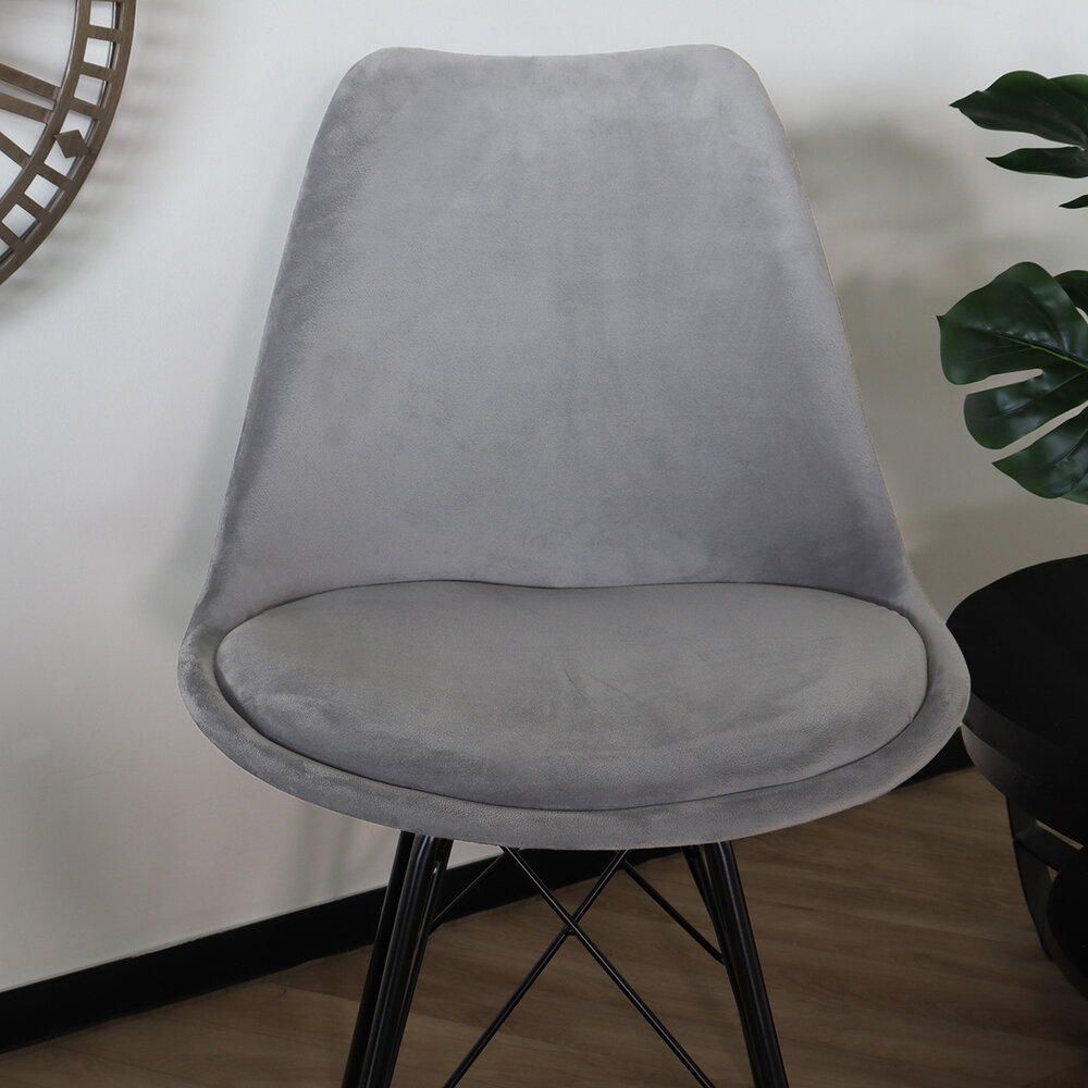 Chaise de salle à manger Viga velours gris