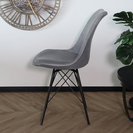 Lizzely Garden & Living Chaise de salle à manger Viga velours gris