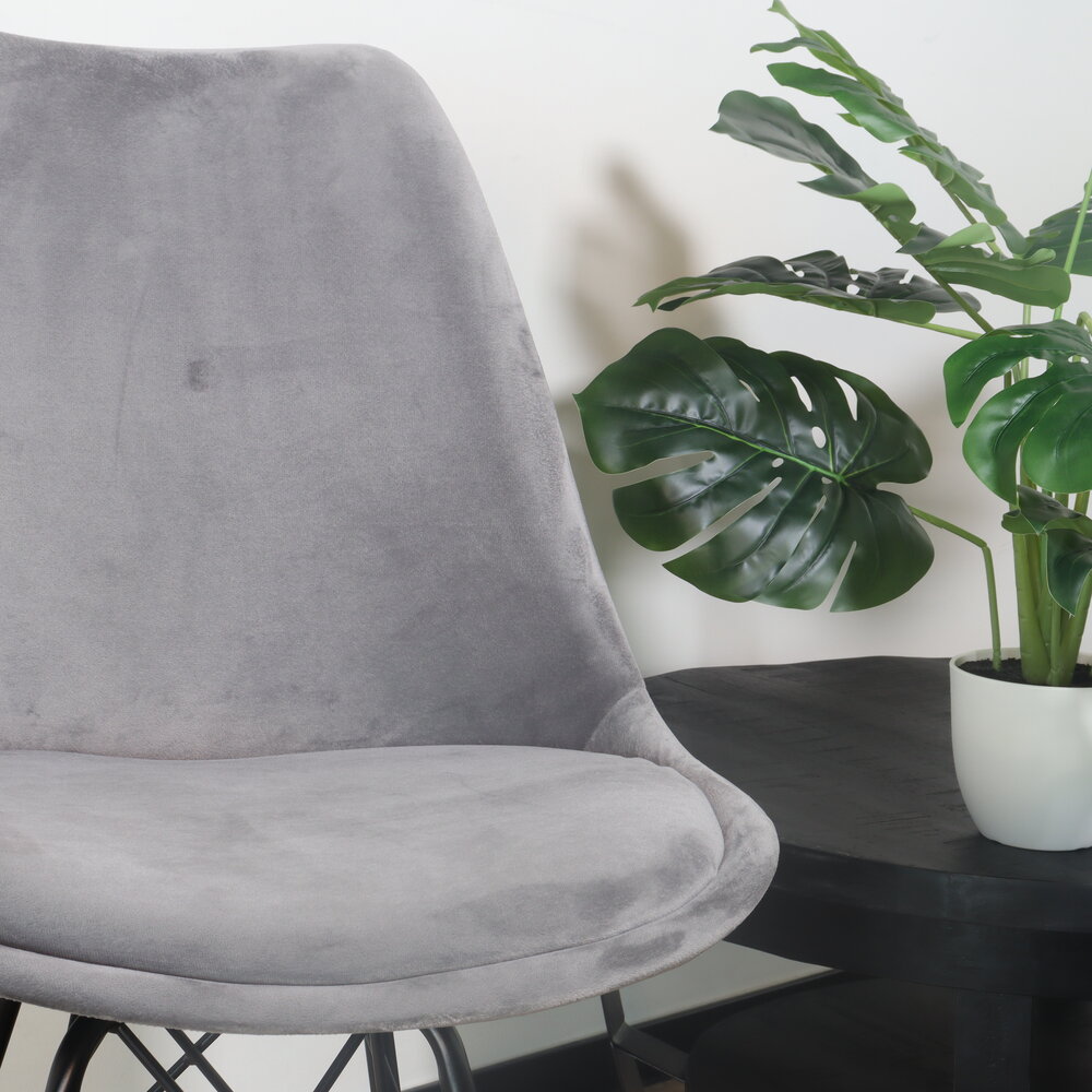 Chaise de salle à manger Viga velours gris