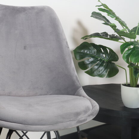 Lizzely Garden & Living Chaise de salle à manger Viga velours gris