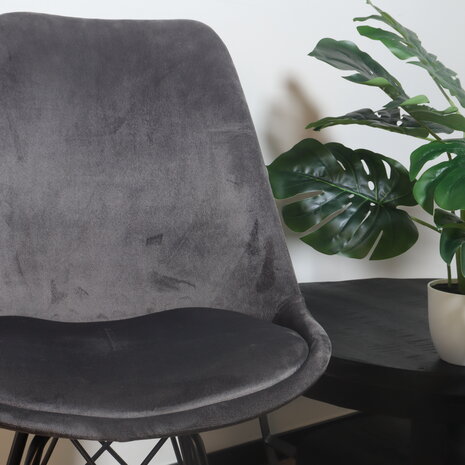 Lizzely Garden & Living Chaise de salle à manger Viga velours anthracite