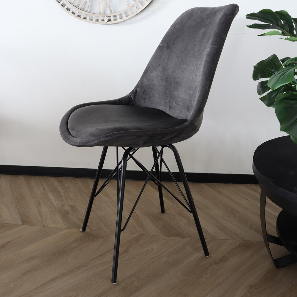 Chaise de salle à manger Viga velours anthracite