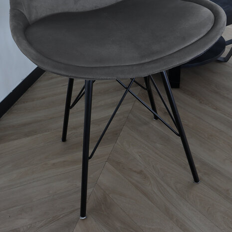 Lizzely Garden & Living Chaise de salle à manger Viga velours anthracite