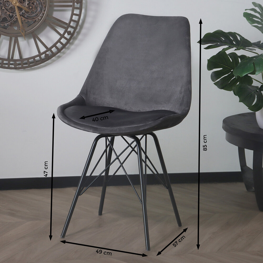 Chaise de salle à manger Viga velours anthracite