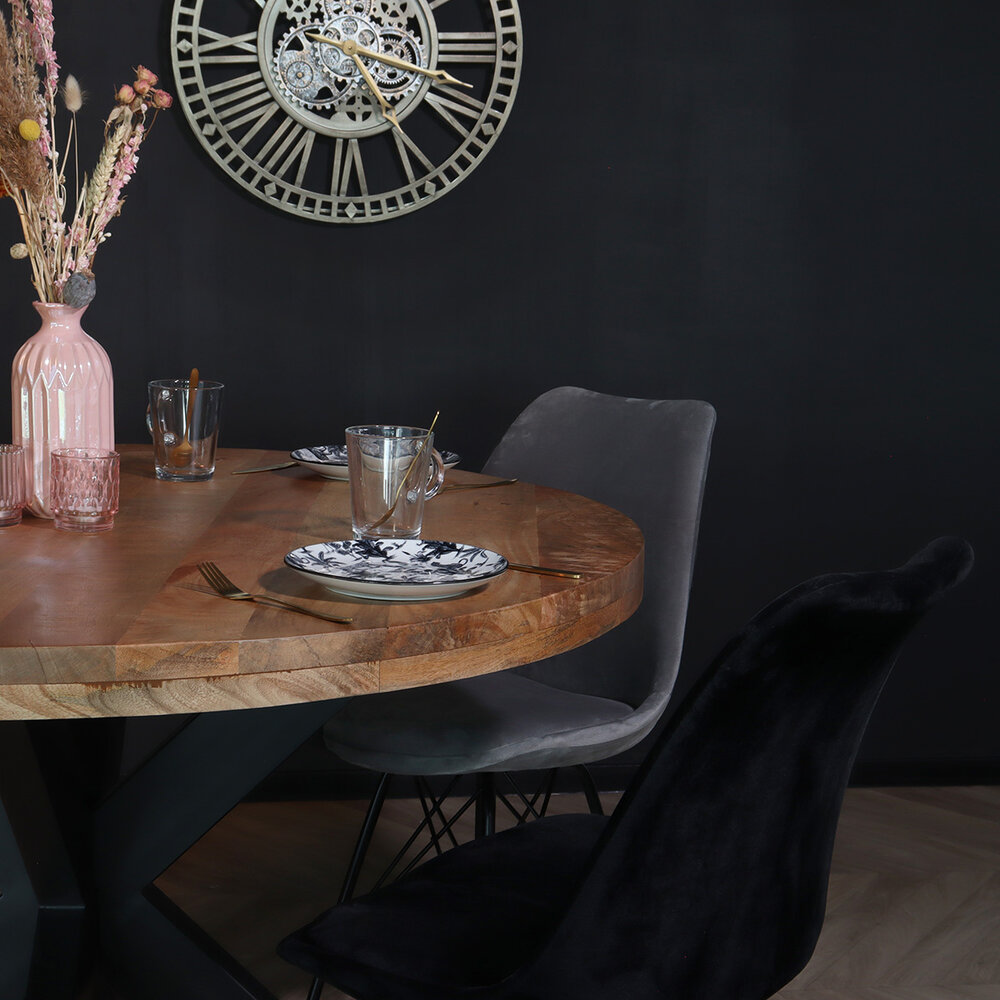 Chaise de salle à manger Viga velours anthracite