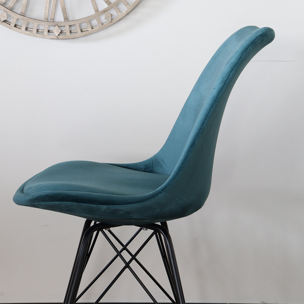 Chaise de salle à manger Viga velours turquoise