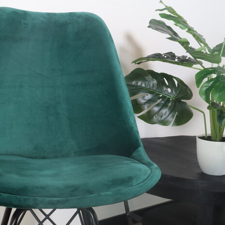 Lizzely Garden & Living Chaise de salle à manger Viga velours turquoise