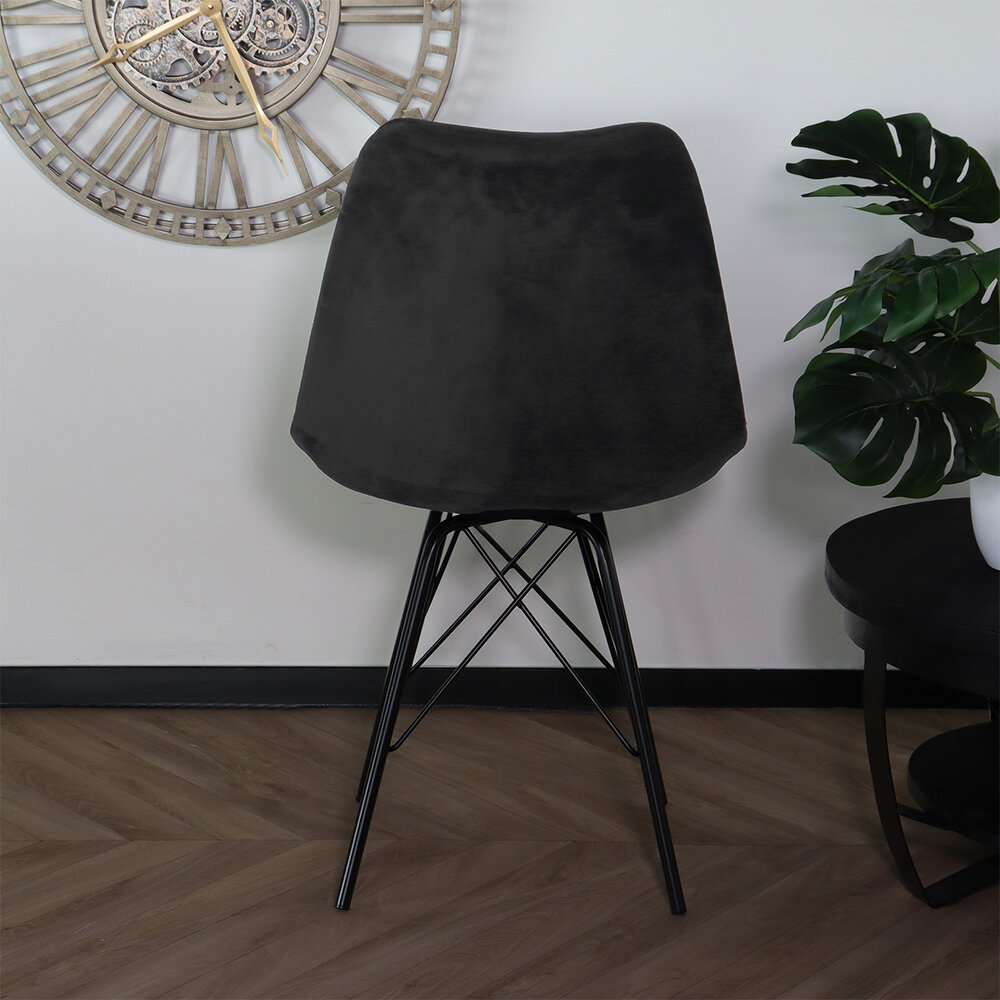 Chaise de salle à manger Viga velours noir