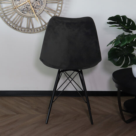 Lizzely Garden & Living Chaise de salle à manger Viga velours noir