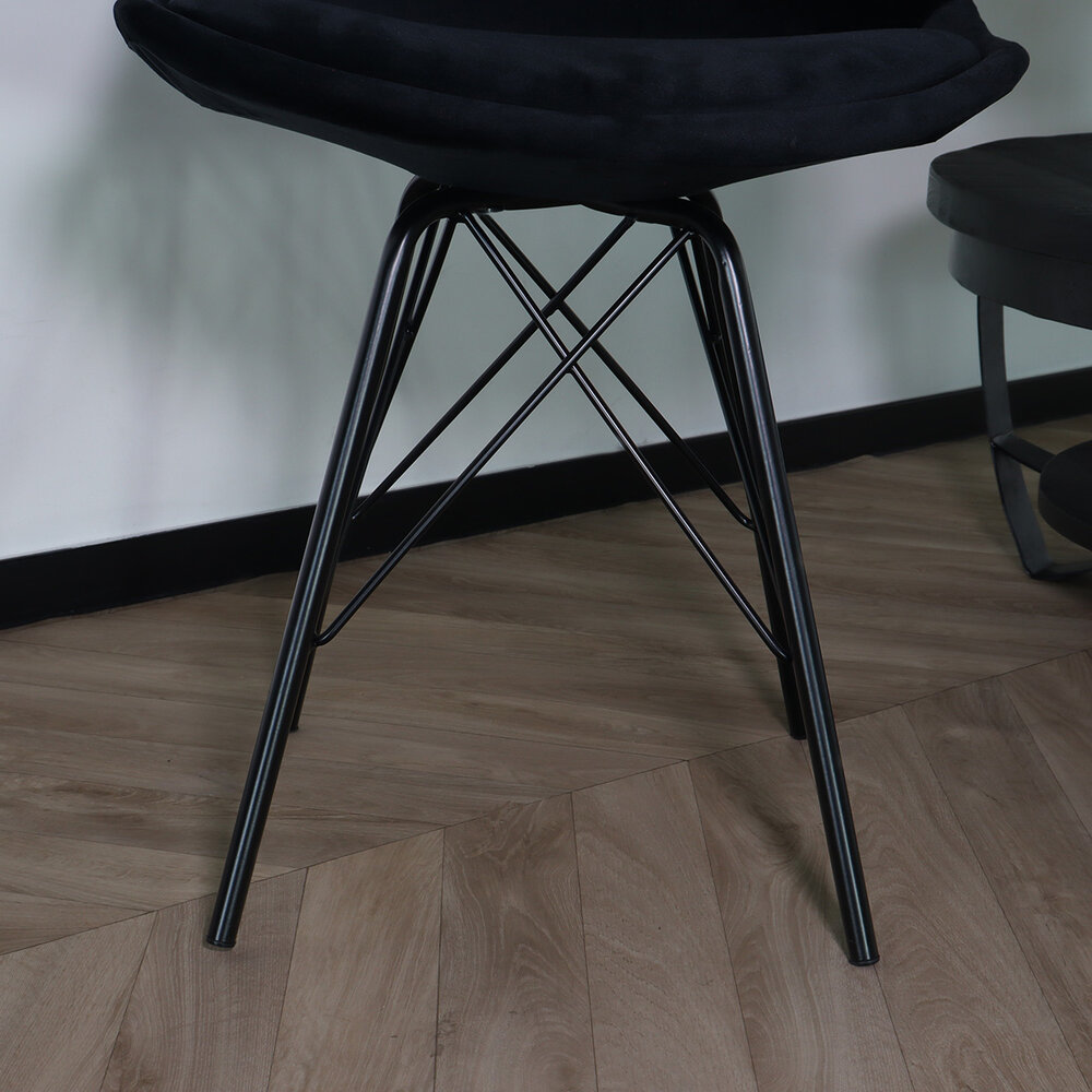 Chaise de salle à manger Viga velours noir