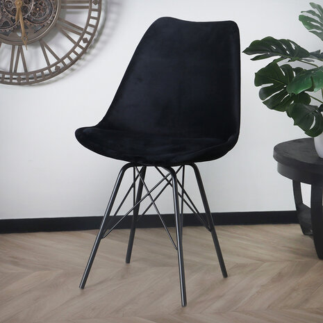 Lizzely Garden & Living Chaise de salle à manger Viga velours noir