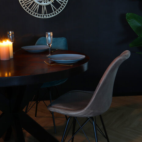 Lizzely Garden & Living Chaise de salle à manger Viga velours sable