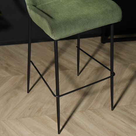 Lizzely Garden & Living Tabouret de bar côtelé vert foncé Inge