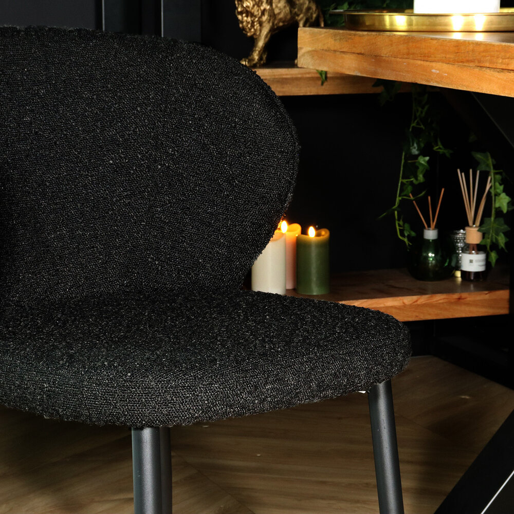 Chaise de salle à manger Coco en velours côtelé noir