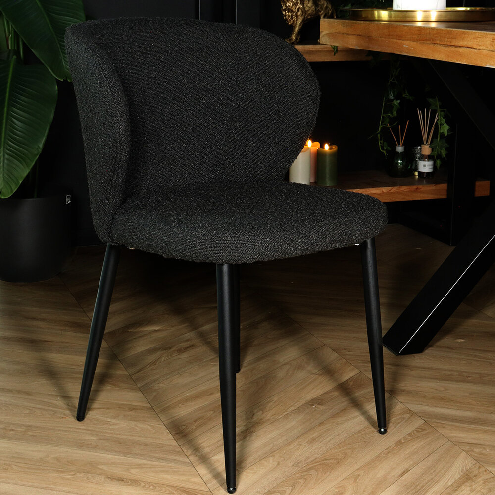 Chaise de salle à manger Coco en velours côtelé noir