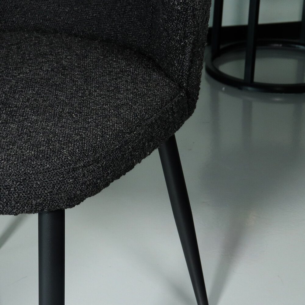 Chaise de salle à manger Coco en velours côtelé noir